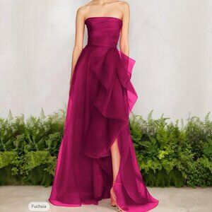 Formal prom/wedding guest strapless organza dress, deep fuchsia, US size 4